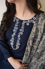 ZN627 - Asling 3PC Dhanak Embroidered suit with Printed Shawll - ZoniyaClothing