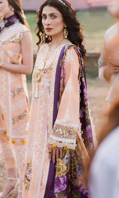 ZN711 - SUMMER MUSHQ 3PC EMBROIDERED LAWN SUIT WITH PRINTED SILK DUPATTA - ZoniyaClothing