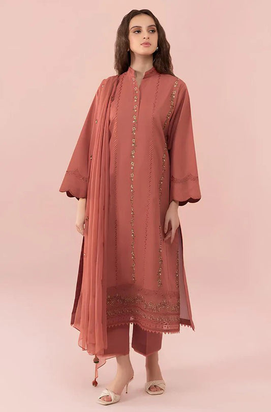 ZN731 - SUMMER 3PC Lawn Embroidered Shirt With Chiffon Embroidered Dupatta - ZoniyaClothing