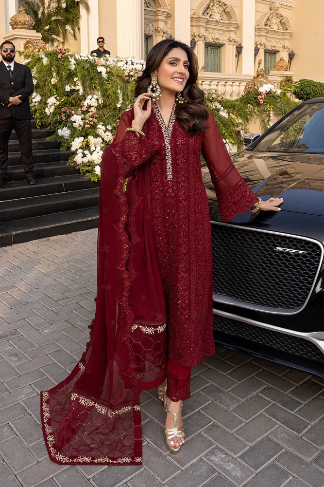ZN733 - SUMMER 3 Piece Unstitched Heavy Embroidered Lawn Suit With Heavy Embroidered Chiffon Dupatta - ZoniyaClothing