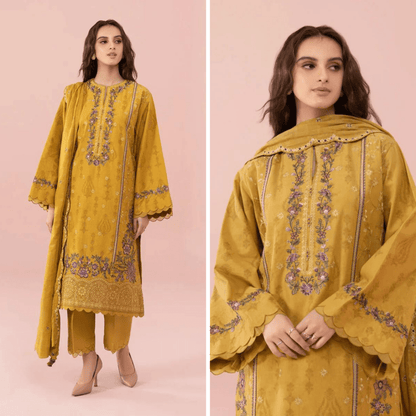 ZN740 - 3PC summer Lawn Embroidered Shirt With Chiffon Embroidered Dupatta - ZoniyaClothing