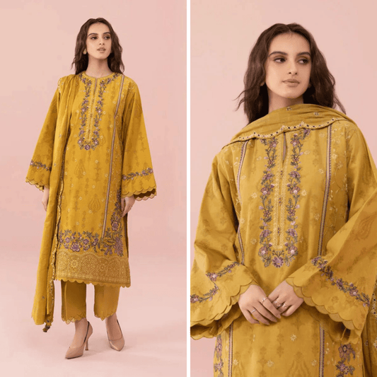 ZN740 - 3PC summer Lawn Embroidered Shirt With Chiffon Embroidered Dupatta - ZoniyaClothing