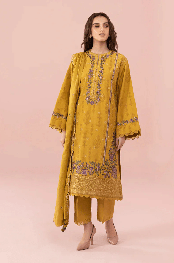 ZN740 - 3PC summer Lawn Embroidered Shirt With Chiffon Embroidered Dupatta - ZoniyaClothing