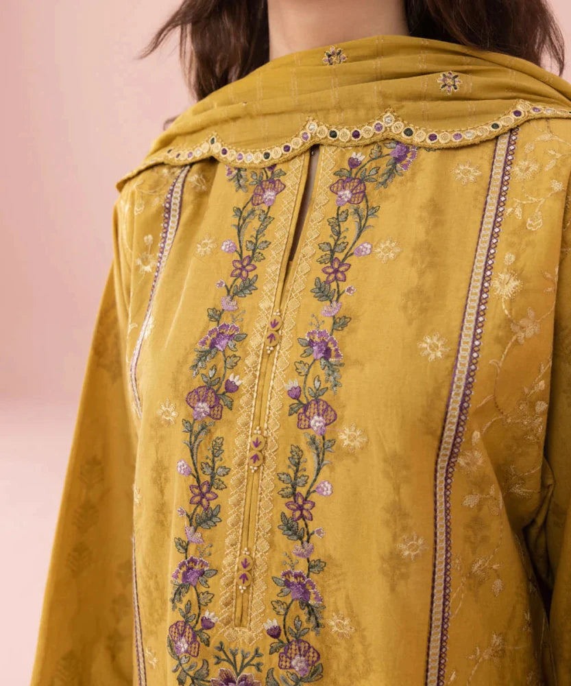 ZN740 - 3PC summer Lawn Embroidered Shirt With Chiffon Embroidered Dupatta - ZoniyaClothing