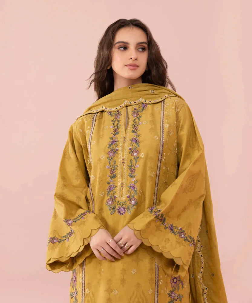 ZN740 - 3PC summer Lawn Embroidered Shirt With Chiffon Embroidered Dupatta - ZoniyaClothing