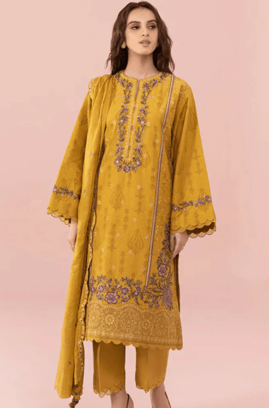 ZN740 - 3PC summer Lawn Embroidered Shirt With Chiffon Embroidered Dupatta - ZoniyaClothing