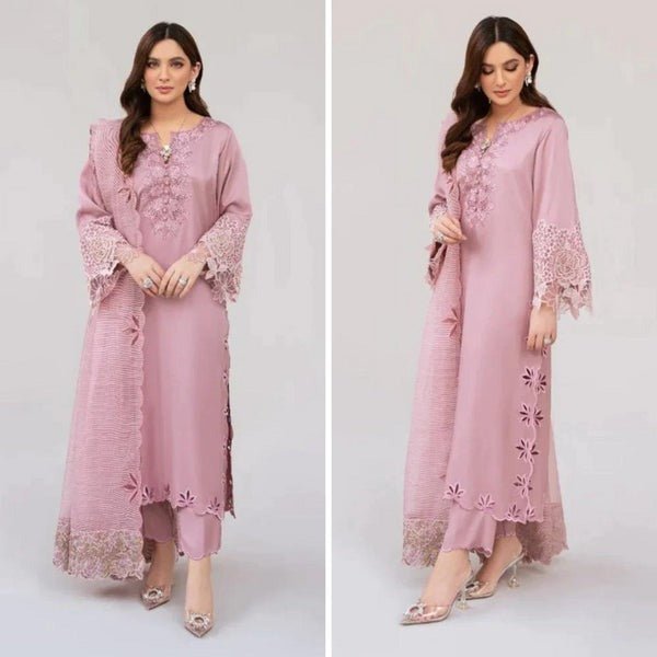 ZN742 - SUMMER Lawn Unstitched 3 Piece Embroidered Dress with Embroidered Organza Duppatta - ZoniyaClothing