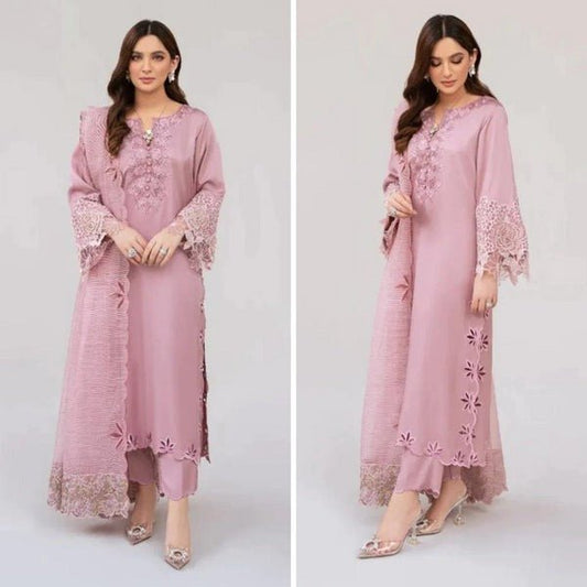 ZN742 - SUMMER Lawn Unstitched 3 Piece Embroidered Dress with Embroidered Organza Duppatta - ZoniyaClothing