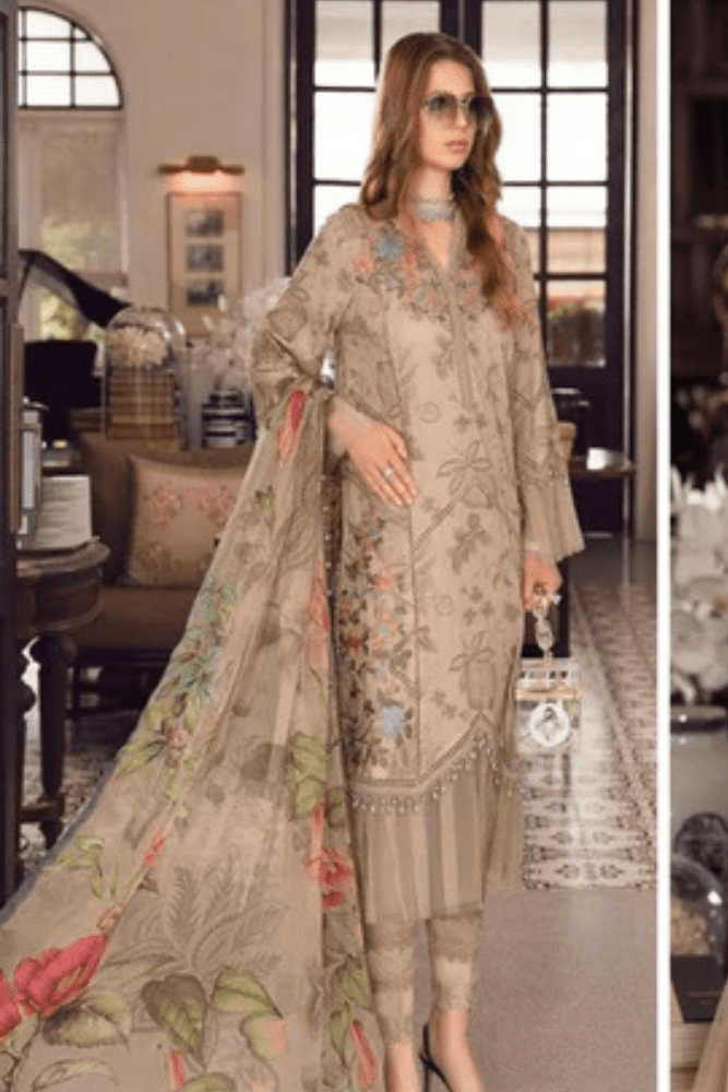 ZN750 - SUMMER 3PC Lawn Embroidered Shirt With Printed Organza Dupatta - ZoniyaClothing