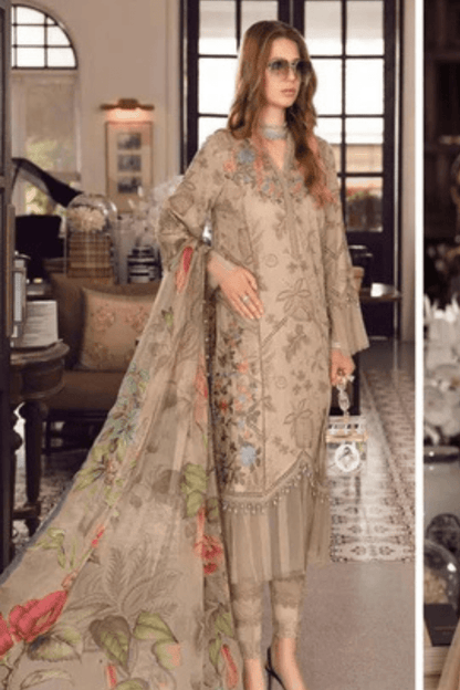 ZN750 - SUMMER 3PC Lawn Embroidered Shirt With Printed Organza Dupatta - ZoniyaClothing