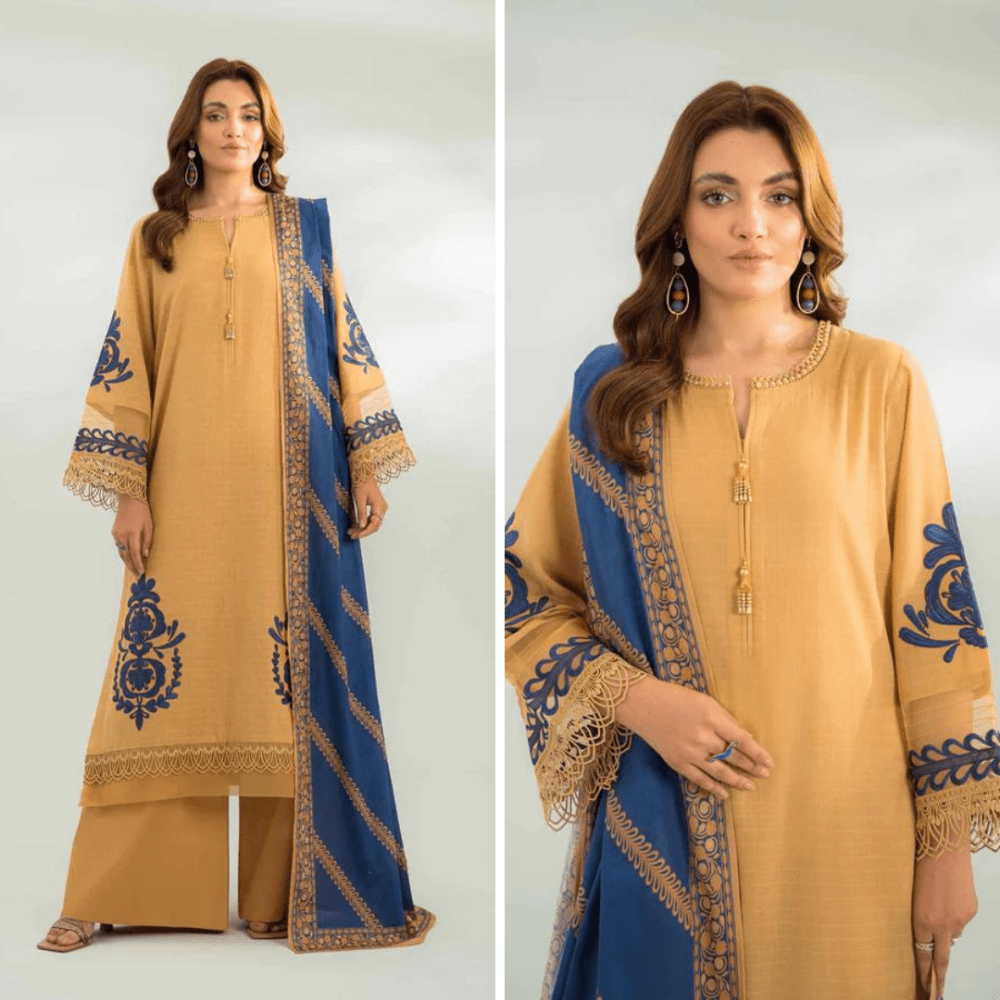 ZN751 - SUMMER 3PC Lawn Embroidered Shirt With Chiffon Embroidered Dupatta - ZoniyaClothing