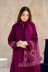 ZN763 - SUMMER 3PC Lawn Embroidered Shirt With Organza Embroidered Dupatta - ZoniyaClothing