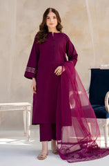 ZN763 - SUMMER 3PC Lawn Embroidered Shirt With Organza Embroidered Dupatta - ZoniyaClothing