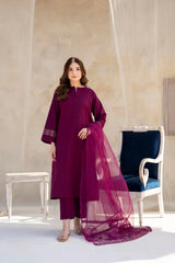 ZN763 - SUMMER 3PC Lawn Embroidered Shirt With Organza Embroidered Dupatta - ZoniyaClothing