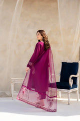 ZN763 - SUMMER 3PC Lawn Embroidered Shirt With Organza Embroidered Dupatta - ZoniyaClothing