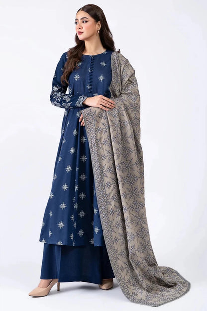 ZN778 - WINTER 3 - Pc Embroidered Dhanak Suit with Heavy Embroidered Dhanak Shawll - ZoniyaClothing