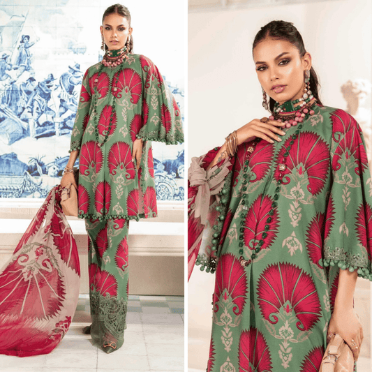 ZN788 - 3 Piece Unstitched Digital Printed Airjet Lawn Suit - ZoniyaClothing