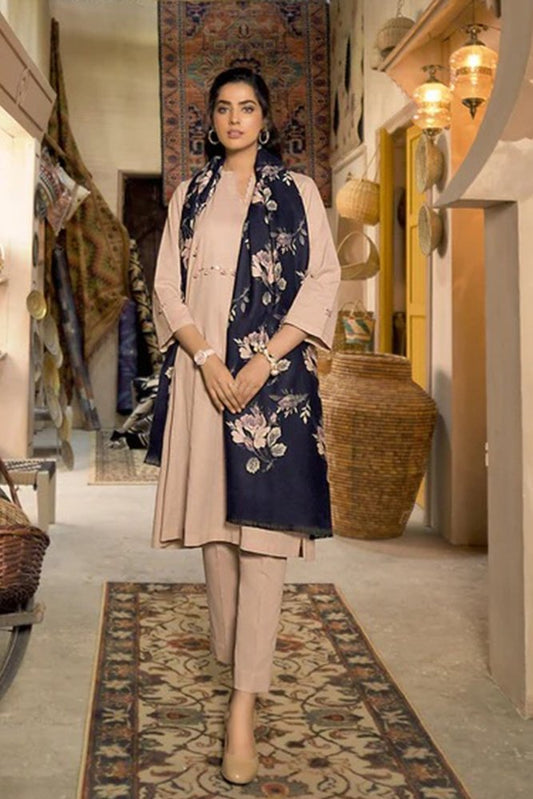 ZN808 - Winter 3 Piece Dhanak Suit with digital printed wool shawll - ZoniyaClothing
