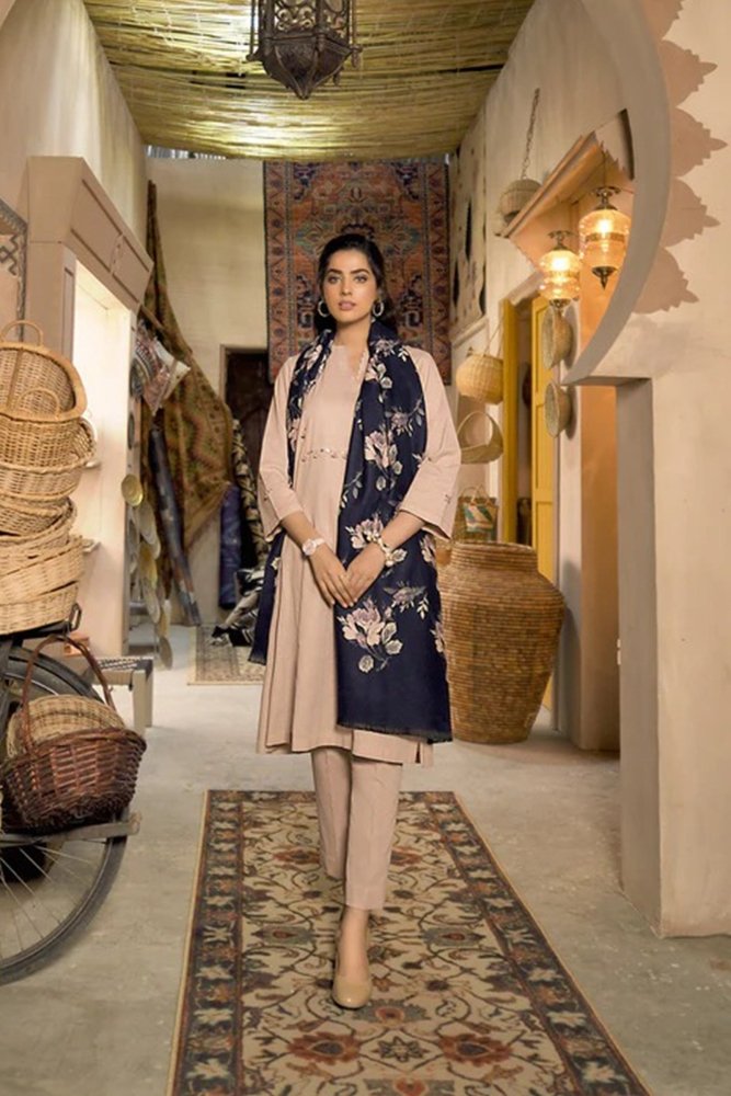 ZN808 - Winter 3 Piece Dhanak Suit with digital printed wool shawll - ZoniyaClothing