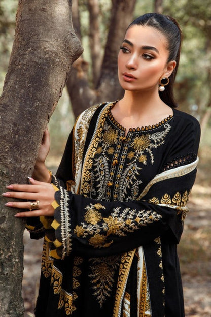 ZN827 - Winter Maria b 3PC Dhannak Embroidered suit with Printed Shawll - ZoniyaClothing