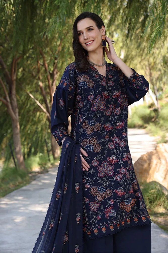 ZN843 - Bareeze Embroidered Summer 3pc lawn dress with embroidered chiffon dupatta - ZoniyaClothing