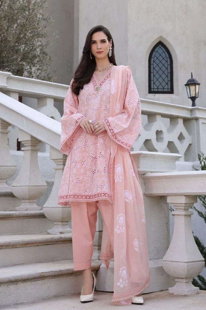 ZN845 - Bareeze Embroidered Summer 3pc lawn dress with embroidered chiffon dupatta - ZoniyaClothing
