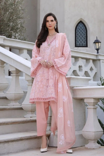 ZN845 - Bareeze Embroidered Summer 3pc lawn dress with embroidered chiffon dupatta - ZoniyaClothing