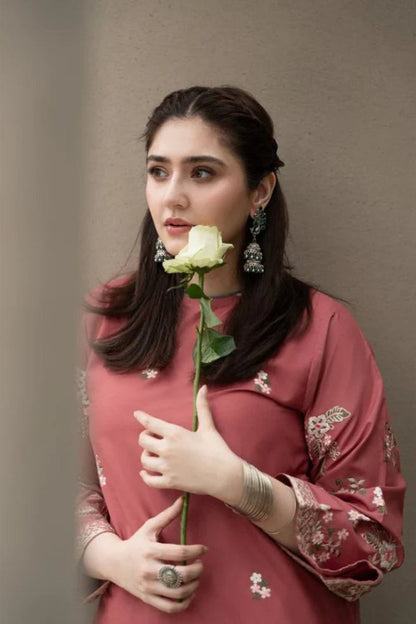 ZN865 - 2PC Dhanak wool Embroidered Suit - ZoniyaClothing