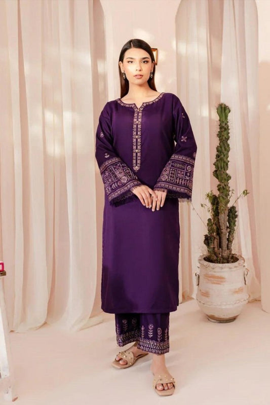 ZN881 - 2PC dhanak wool Embroidered Suit - ZoniyaClothing
