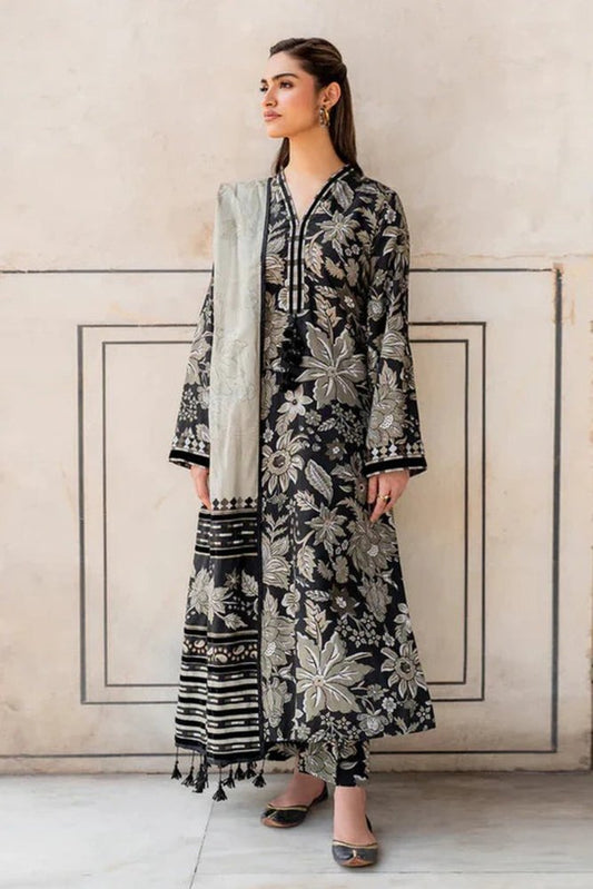 ZN950 - Baroque Winter 3PC Dhanak Karandi Printed Suit - ZoniyaClothing