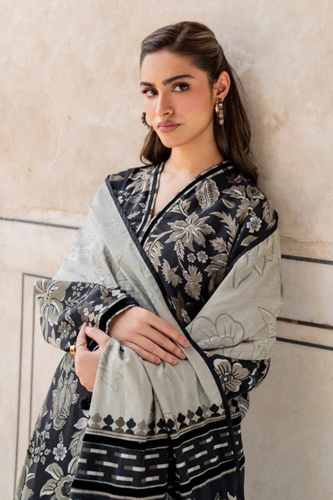 ZN950 - Baroque Winter 3PC Dhanak Karandi Printed Suit - ZoniyaClothing