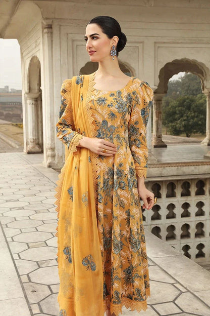 ZN006-Bareeze -Embroided 3pc lawn dress with embroidered chiffon dupatta