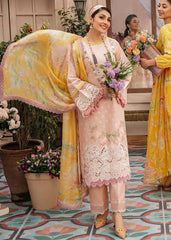 ZN079-MUSHQ 3PC EMBROIDERED LAWN SUIT WITH PRINTED SILK DUPATTA
