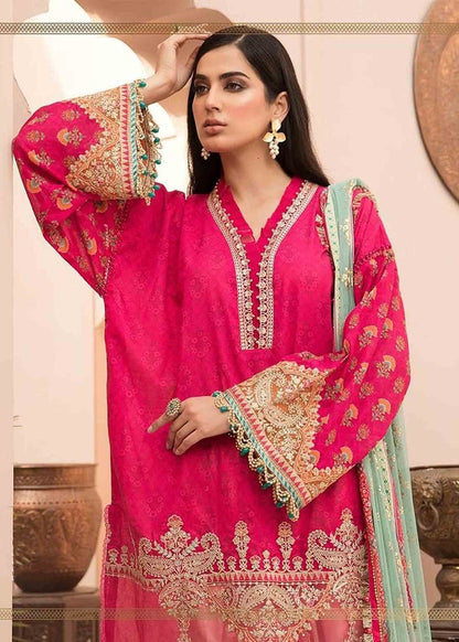 ZN101-3PC EMBROIDERED LAWN SUIT WITH PURE Printed OrganzaDUPATTA