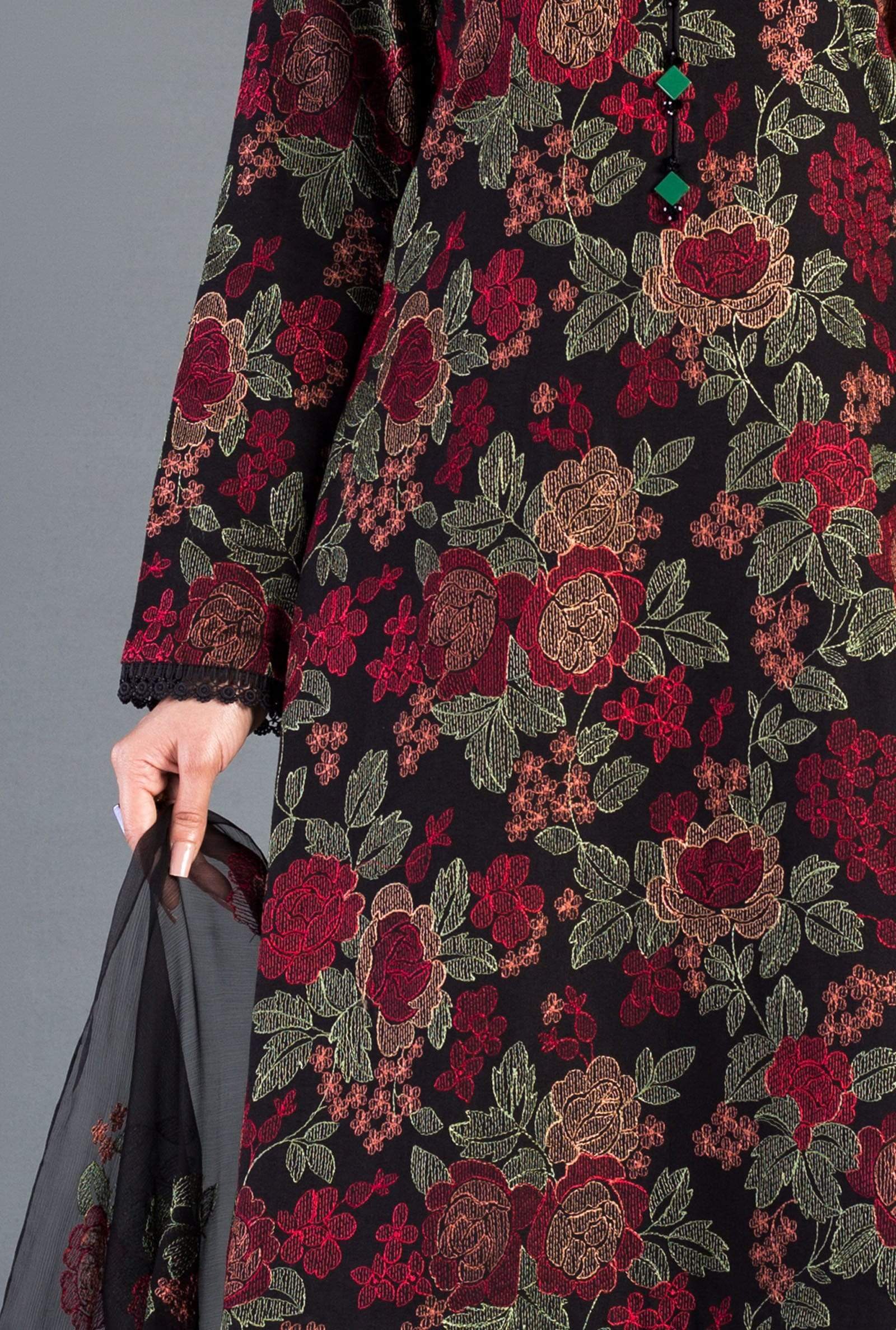 ZN017-Bareeze -Embroided 3pc Lawn dress with embroidered chiffon dupatta
