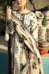 ZN003-Hania Amir 3PC Neck Embroidered Lawn Shirt With Organza Embroidered Dupatta