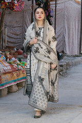 ZN003-Hania Amir 3PC Neck Embroidered Lawn Shirt With Organza Embroidered Dupatta