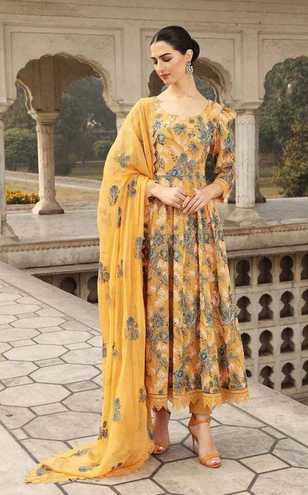 ZN006-Bareeze -Embroided 3pc lawn dress with embroidered chiffon dupatta