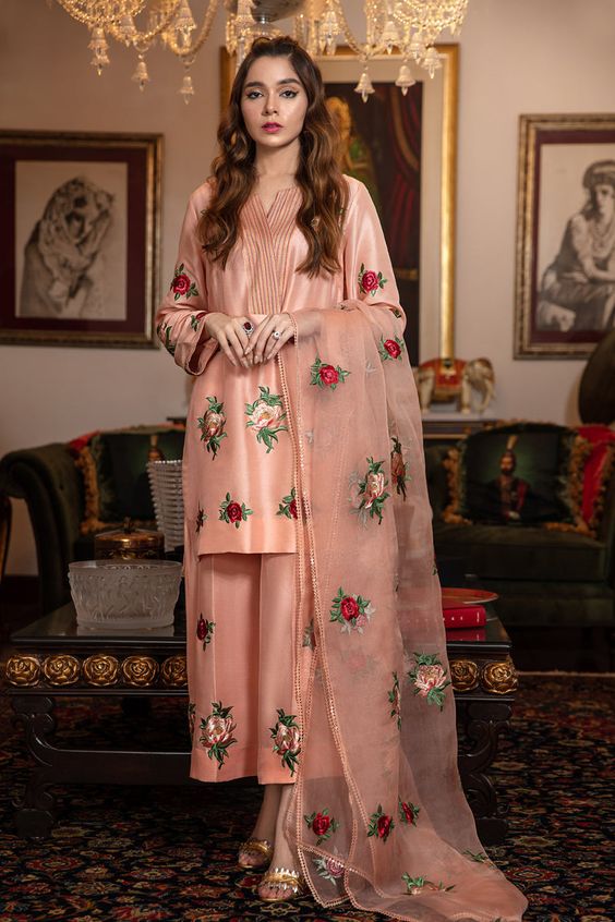 Silk sale embroidered dress