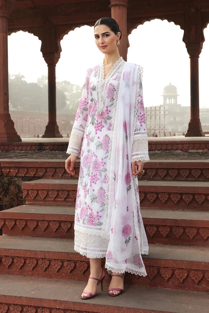 ZN019 - Bareeze - Embroided 3pc lawn dress with embroidered chiffon dupatta - ZoniyaClothing