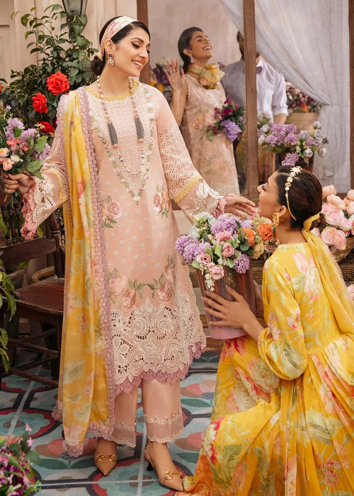 ZN079 - MUSHQ 3PC EMBROIDERED LAWN SUIT WITH PRINTED SILK DUPATTA - ZoniyaClothing