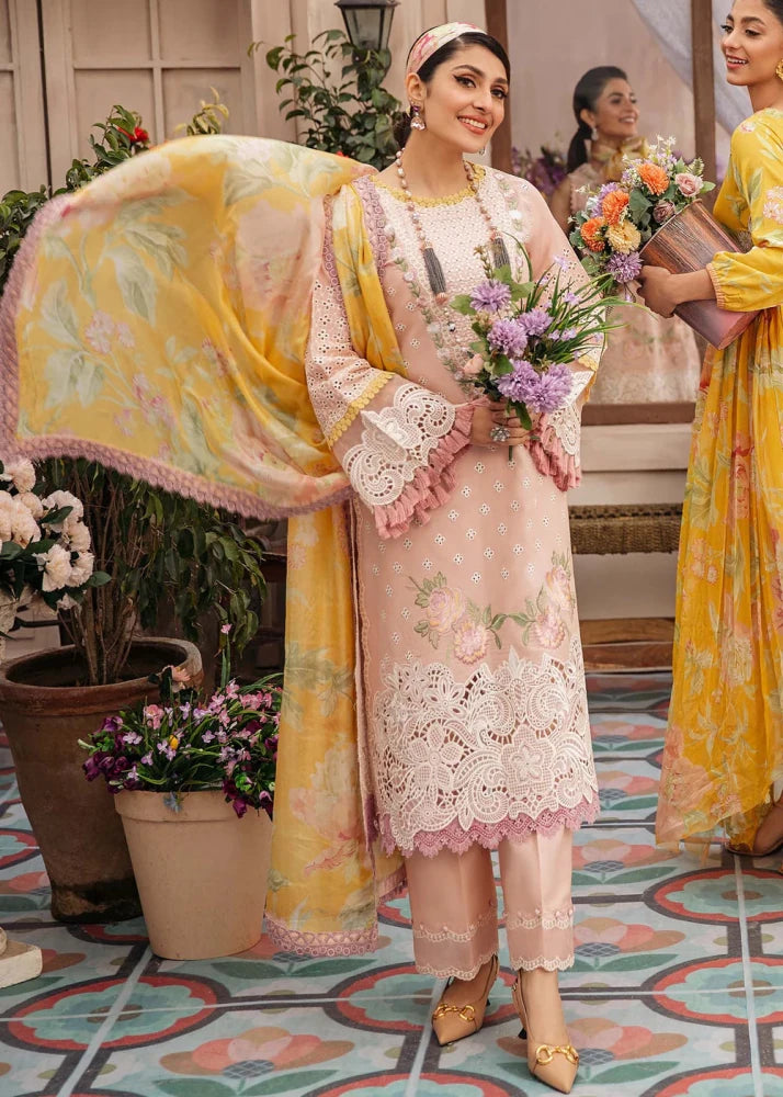 ZN079 - MUSHQ 3PC EMBROIDERED LAWN SUIT WITH PRINTED SILK DUPATTA - ZoniyaClothing